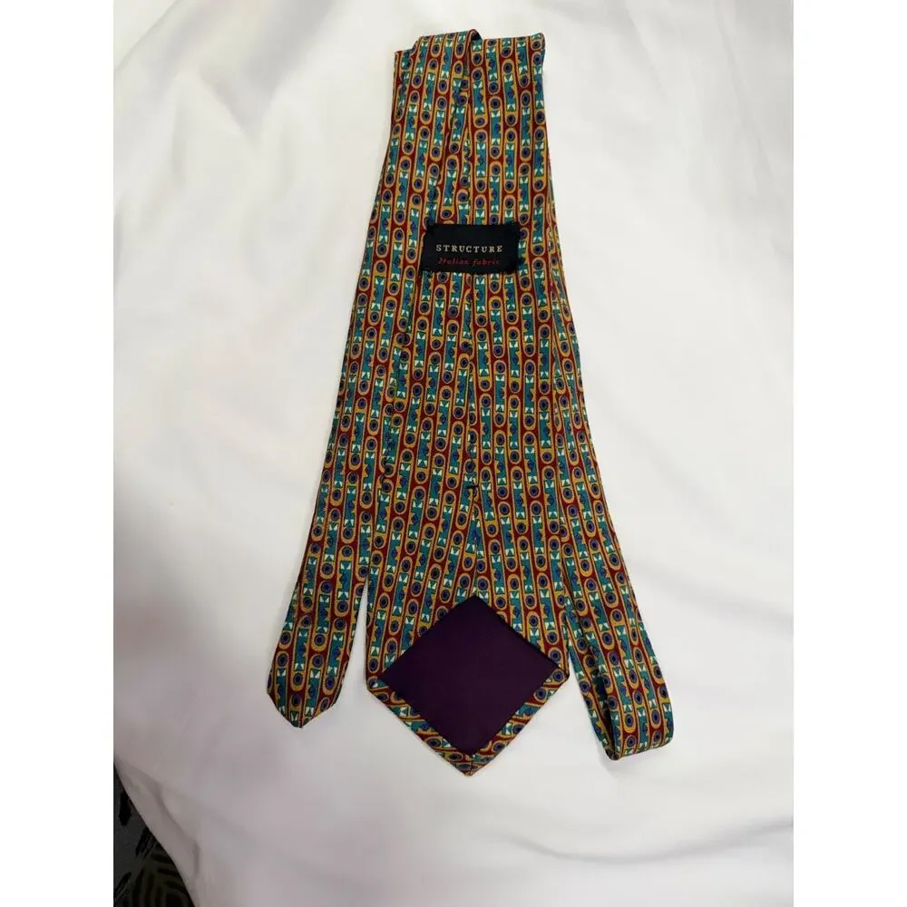 Vintage Structure 100% Silk Tie Geometric Abstract USA 4